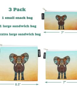 Artovida Neoprene Reusable Sandwich & Snack Bags, Monika Strigel Elephant, Unisex, 15in Monika Strigel - Elephant 11 81LG6JKbOYS