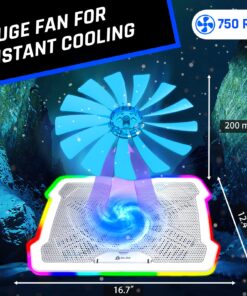 KLIM Ultimate + RGB Laptop Cooling Pad with LED Rim + New 2023 Version + Gaming Laptop Cooler + USB Powered Fan + Very Stable and Silent Laptop Stand + Compatible up to 17" + PC Mac PS5 PS4 Xbox One White 9 81LIXYYMDbL
