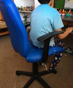 Flash Furniture Clayton Mid-Back Blue Quilted Vinyl Swivel Task Office Chair with Arms 35 81LKjHzxcSL