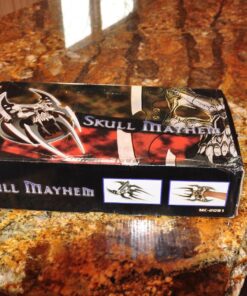 Masters Collection – Fantasy Claw Display Knife – Black and Satin Finish Stainless Steel Blades, Cast Metal Skull, Includes Wood Display Stand, Collectible, Self Defense – MC-2091, 13-Inch 34 81LLZcg0QyL