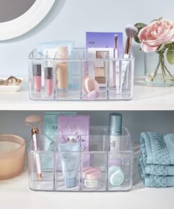 STORi 5-Compartment Clear Plastic Organizer | Rectangular Divided Makeup and Vanity Storage Bin and Office Desk Caddy | Scalloped Wall Design | Made in USA 39 81LMNsq0YhL