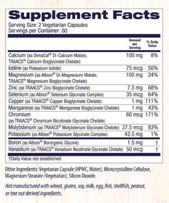 Healthy Origins Chelated Multi Mineral - Chelated Trace Minerals Supplement with Selenium, Iodine, Magnesium & More - Gluten-Free Supplement with Albion Minerals - 120 Veggie Capsules 60 Count (Pack of 2) 9 81LNNppagL