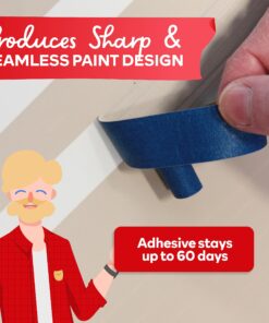 XFasten Professional Blue Painters Tape, Multi-Use, 3/4 Inches x 60 Yards (3-Pack) - Produces Sharp Lines and Residue-Free Artisan Grade Clean Release Wall Trim Tape 3/4 Inches x 60 Yards (3-Pack) 23 81LPIN47MhL