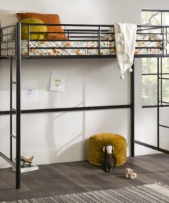 Alternative view of Walker Edison Timothee Urban Industrial Metal Twin over Loft Bunk Bed, Twin Size, Black