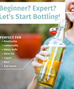 Otis Classic Swing Top Glass Bottles - Set of 6, 16oz w/Marker & Labels - Clear Bottle with Caps for Juice, Water, Kombucha, Wine, Beer Brewing, Kefir Milk or Eggnog 23 81LU3M9megL