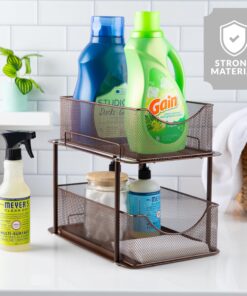 Sorbus 2 Tier Under Sink Bathroom Organizers and Storage, Strong Steel Mesh Sliding Drawers for Enhanced Bathroom Storage, Bathroom Organization and Storage & Under Kitchen Sink Organizer (Bronze) Bronze 21 81LUKUq0oL