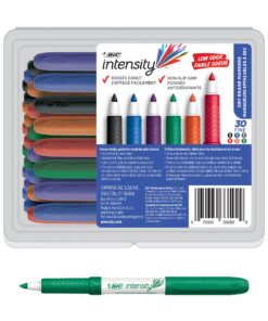 BIC Intensity Low Odor Dry Erase Marker, Fine Point, Assorted Ink Colors, Ultra-Comfy Rubber Grip, 30-Count