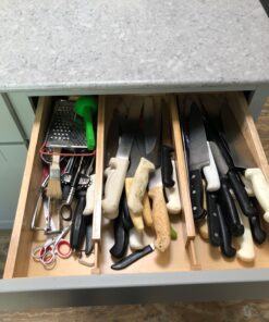 Large Kitchen Drawer Organizer - Expandable Bamboo Drawer Dividers (17.5" - 22") - Adjustable Separators for Kitchen, Clothes, Dresser, Bedroom, Bathroom, and Desk Drawers - 4 Pack (Natural) Natural 49 81LXpNJLfHL