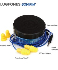 Alternative view of Plugfones Guardian in-Ear Earplug Earbud Hybrid - Noise Reduction in-Ear Headphones(Blue & Yellow) Blue