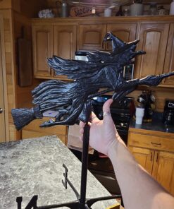 Whitehall Products Flying Witch Garden Weathervane, Black 27 81LdrQubuxL