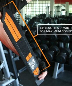 Nordic Lifting Wrist Wraps (2 Pairs/4 Wraps) 14" for Weightlifting | Cross Training | Powerlifting - for Women & Men - Improve Hand Strength & Support During Weight Lifting 1 Year Warranty Black/Red & Black/Orange 21 81LgDoSKZL 2