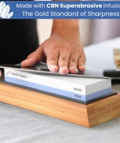 Sharp Pebble Premium Whetstone Knife Sharpening Stone 2 Side Grit 1000/6000 Waterstone- Whetstone Knife Sharpener- NonSlip Bamboo Base & Angle Guide 27 81LhbBpdeCL 1