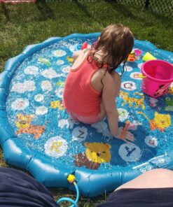 SplashEZ 3-in-1 Splash Pad, Sprinkler for Kids and Baby Pool for Learning – Toddler Sprinkler Pool, 60’’ Outside Water Toys – “from A to Z” Outdoor Play Mat for Babies & Toddlers from A to Z 28 81Lkj4C F L