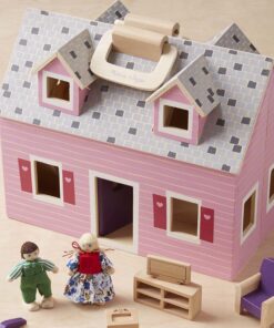 Melissa & Doug Fold and Go Wooden Dollhouse With 2 Dolls and Wooden Furniture,Multi,One Size 39 81LlYaMQDVL