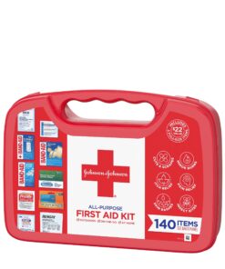 Johnson & Johnson All-Purpose Portable Compact First Aid Kit for Minor Cuts, Scrapes, Sprains & Burns, Ideal for Home, Car, Travel and Outdoor Emergencies, 140 Pieces Original Version 140 Piece Set 38 81Lmd5rAHCL
