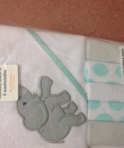 Luvable Friends Unisex Baby Hooded Towel with Five Washcloths, Cotton,Polyester,Ikat Elephant, One Size Ikat Elephant 1 Count (Pack of 1) 26 81Lmpx5fI8L