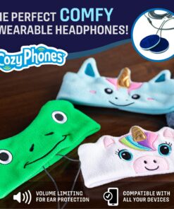 CozyPhones Over The Ear Headband Headphones - Kids Headphones Volume Limited with Thin Speakers & Super Soft Fleece Headband - Green Frog 24 81LoIUZbYfL