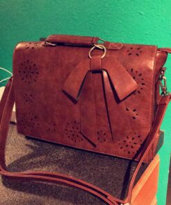 ECOSUSI Women's Briefcase Vegan Leather Laptop Bag for Work Shoulder Computer Satchel Bag with Detachable Bow 14 inch Coffee 59 81LoP2nPJAL