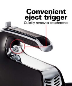 Hamilton Beach Electric Hand Mixer with Snap-On Case, Twisted Wire Beaters, Milkshake Rod, Dough Hook, Whisk, 6-Speed, Black 31 81LoqaSQ9uL