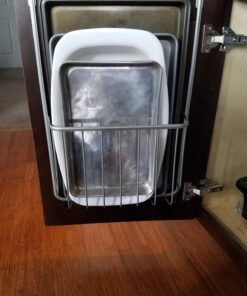 Spectrum Diversified Ashley Cookie Sheet Organizer, Cutting Board Holder, Bakeware Organizer, Over the Cabinet Door, Satin Nickel Large Over The Cabinet Cutting Board & Bakeware Holder 41 81LqdZnm WL