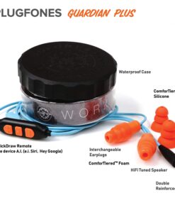 Plugfones Guardian Plus in-Ear Earplug Earbud Hybrid - Noise Reduction in-Ear Headphones with Noise Isolating Mic and Controls (Orange & Blue) Light Blue/Orange 7 81LsWbexP6L