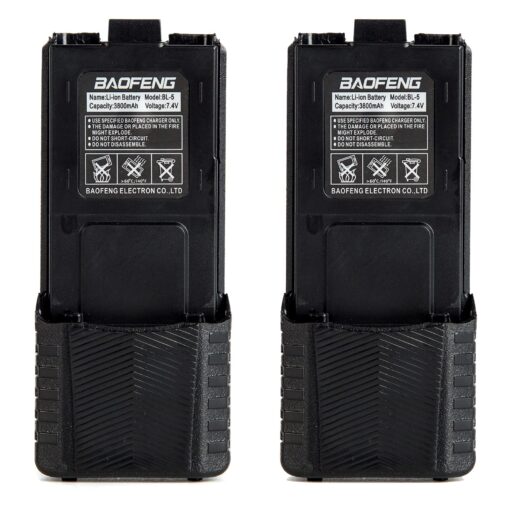 LUITON Replacement Battery BL-5 Two-Way Radio Li-ion Batteries Compatible with UV-5R UV-5RA F8HP 5RTP and 5r Series Capacity 3800mAh (2 Packs) Black 2 Pack