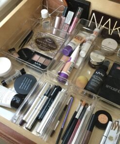 STORi 5-Compartment Clear Plastic Organizer | Rectangular Divided Makeup and Vanity Storage Bin and Office Desk Caddy | Scalloped Wall Design | Made in USA 56 81LsypdORrL