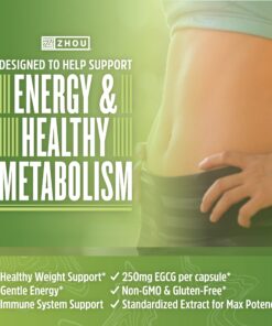 Zhou Green Tea Extract Capsules with EGCG, Natural Energy, Mental Focus, Immune Health, Antioxidant and Heart Support, Non-GMO, Vegan, Gluten Free, 120 Capsules 24 81LuRYWD2kL