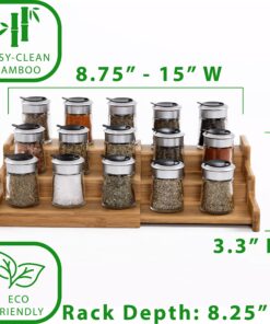 Seville Classics Bamboo Premium Wood 3-Tier Step Shelf Spice & Seasoning Storage Rack Organizer for Kitchen, Cabinet, Countertop, Pantry, Bathroom, Salon, Expandable 8.5"-15" W Expandable 8.5" - 15" W 23 81Lw8xXkaSL 1