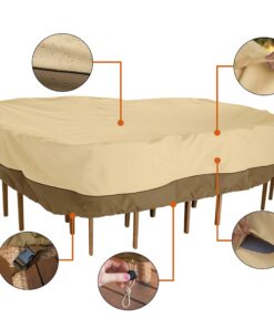 Classic Accessories Veranda Water-Resistant 108 Inch Rectangular/Oval Patio Table & Chair Set Cover, Outdoor Table Cover 108"L x 82"W x 23"H 21 81LyleAcoFL