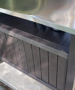 Keter Unity XL Outdoor Kitchen Island Rolling Cart Bar Table & Storage Cabinet, Grill Station with Utensil Hooks for Grilling Accessories, Brown Table and Cabinet 39 81Lzmmvyl7L 1