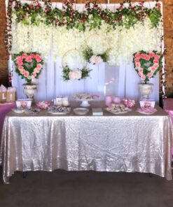 ShinyBeauty 60inx102in Sequin Tablecloth for Wedding/Party- Champagne Blush 60x102-Inch 37 81M0TPKWEFL