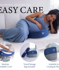 Pharmedoc Cooling Pregnancy Pillows for Sleeping Wedge Pillow, Maternity Pillow,Belly Wedge Memory Foam, Pregnancy Must Haves, New Mom Gifts for Women, Cooling Cover Navy Cooling Navy 30 81M22xiRpHL