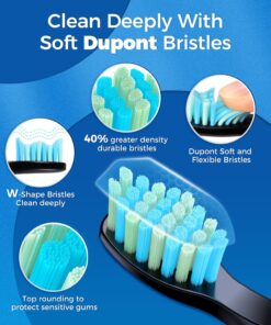 TEETHEORY Electric Toothbrush for Adults with 8 𝐁𝐫𝐮𝐬𝐡 𝐇𝐞𝐚𝐝𝐬, Sonic Electric Toothbrush with 40000 VPM Deep Clean 5 Modes, Rechargeable Toothbrushes Fast Charge 4 Hours Last 30 Days Grey 11 81M27i72B8L