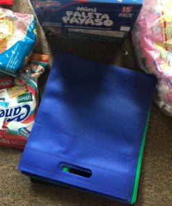 Aneco 50 Pieces 9.5 by 11.5 Inches Non-woven Bags Poly Goodie Treat Bag Rainbow Colors Tote Bag Party Gift Handles Bag Party Favors, 10 Colors 37 81M2Uy6py0L