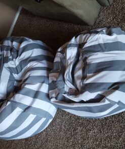 Creative QT Stuff ’n Sit Extra Large 38’’ Bean Bag Storage Cover for Stuffed Animals & Toys – Gray & White Stripe – Toddler & Kids’ Rooms Organizer – Giant Beanbag Great Plush Toy Hammock Alternative Grey/White Striped X-Large 30 81M2v0hEemL 1