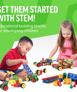 Alternative view of Brickyard Building Blocks STEM Toys - Educational Building Toys for Kids Ages 4-8 with 163 Pieces, Tools, Design Guide and Toy Storage Box, Gift for Boys & Girls 163 Piece