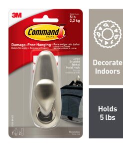 Command FC13-BN FBA_FC13-BN Forever Classic Metal, Large, Brushed Nickel, 1-Hook (FC13-BN-ES) 31 81M4sVcwLpL