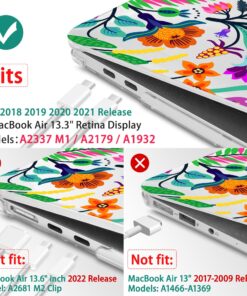 May Chen Compatible with New MacBook Air 13 inch Case 2021, 2020 2019 2018 Release Model: M1 A2337 A2179 A1932, Floral Leaves Garden Rainbow Hard Shell Case for New Mac Air 13 & Retina Dispaly Bright Colorful Flowers 23 81M59MxBC6L 1