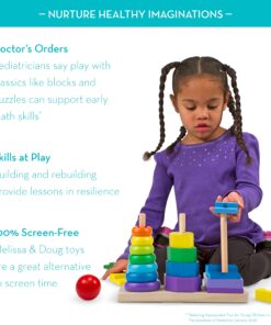 Melissa & Doug Geometric Stacker - Wooden Educational Toy - Shape Sorter And Stacking Toy, Stacking Tower Toy For Babies, Toddlers And Kids Ages 2+, Multicolor, Playsets 25 81M5J9AhOeL