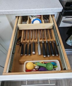 Utoplike In-Drawer Bamboo knife block, Drawer Knife Set Storage, Knife Organizer and Holder with Slots for 16 Knives and 1 Sharpening Steel (Not Included)-Kitchen Drawer, Counter Top 28 81M6RNyR1fL