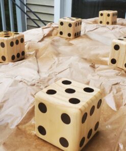 GoSports Giant Wooden Playing Dice Set with Rollzee and Farkle Scoreboard - Includes 6 Dice, Dry-Erase Scoreboard and Canvas Tote Bag - Choose 2.5 Inch or 3.5 Inch Dice) 3.5 Inch Natural Wood Dice 35 81M79JwnVPL