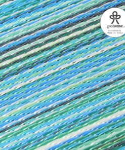 Fab Habitat Outdoor Rug - Waterproof, Fade Resistant, Crease-Free - Premium Recycled Plastic - Striped - Large Patio, Deck, Sunroom, Camping, RV - Cancun - Turquoise & Moss Green - 6 x 9 ft 6' x 9' Rectangular 27 81M97YyN7L 1
