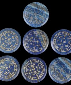 mookaitedecor 7 Piece Lapis Lazuli Stones with Engraved Magic Archangel Symbol Polished Palm Stone for Reiki Crystal Healing #2-lapis Lazuli/Magic Archangel Symbol(set of 7) 12 81MA1SDEWwL