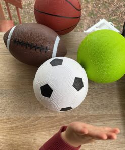 AppleRound Pack of 4 Sports Balls with 1 Pump: 1 Each of 5" Soccer Ball, 5" Basketball, 5" Playground Ball, and 6.5" Football (4 Balls and 1 Pump) 42 81MEYIWNW2L