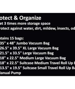 Home-Complete Vacuum Storage Bags- 15 Multi Size Space Saving Air Tight Compression Organizers for Closet Clutter, Clothes, Linens- Pump Included 15 PACK 23 81MEZUTXabL