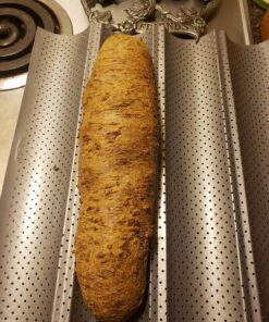 AMAGABELI GARDEN & HOME Nonstick Perforated Baguette Pan 15" x 13" for French Bread Baking 4 Wave Loaves Loaf Bake Mold Toast Cooking Bakers Molding 4 Gutter Oven Toaster Pan Cloche Waves Silver 4 Slots 42 81MF0QvOF2L