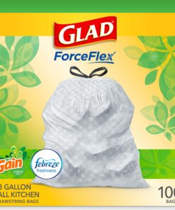 Glad ForceFlex Tall Kitchen Drawstring Trash Bags, 13 Gal, 100 Ct (Package May Vary) 47 81MFMYGzn6L