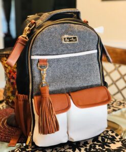 Itzy Ritzy Diaper Bag - Large Capacity Boss Backpack Diaper Bag Featuring Bottle Pockets, Changing Pad, Stroller Clips & Comfortable Straps, Coffee And Cream Large (Pack of 1) Coffee & Cream 54 81MGQtD9J3L 1