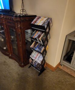 Atlantic Mitsu 5-Tier Portable Media Storage Rack – Protects & Organizes Prized Music, Movie & Video Games Collections, PN 64835195 in Smoke Media Rack 39 81MIPVTECCL 1